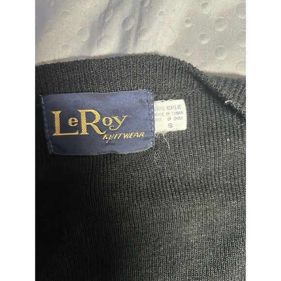 Bonnie Lee LeRoy Size Small Black Floral Embroidered Sweater Vest Cardigan Goth - Picture 6 of 10